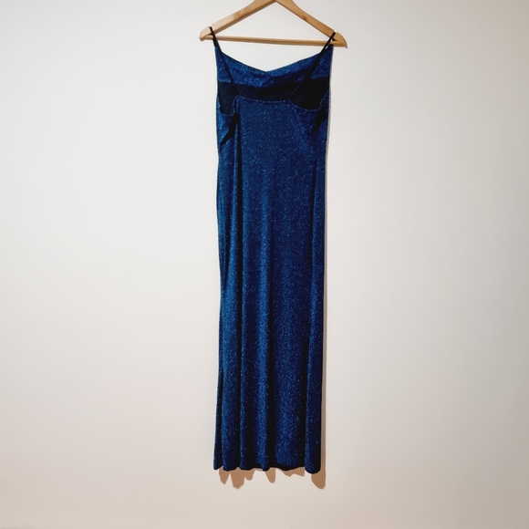 Shein Size L Blue Green Glittery Mermaid Maxi Bown Gown Cocktail Dress - Picture 7 of 10